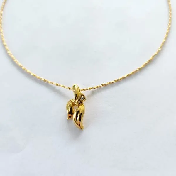 COLAR DOURADO PINGENTE FOLHA 40CM