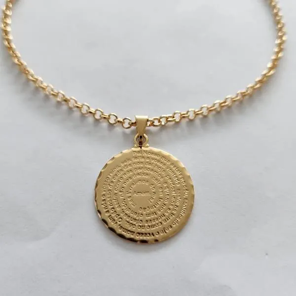 COLAR DOURADO PAI NOSSO CORRENTE ELO PORTUGUES