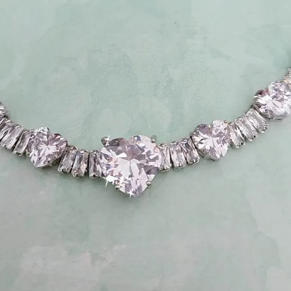 COLAR RÓDIO BRANCO CORAÇÕES ZIRCÔNIA CRISTAL