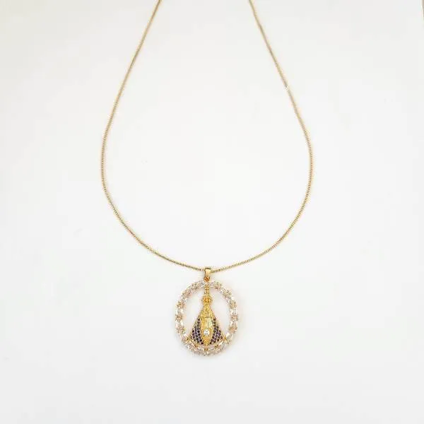 COLAR NOSSA SENHORA APARECIDA ZIRCÔNIAS CRISTAL CRAVEJADO