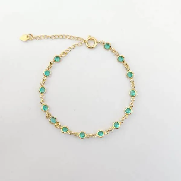 PULSEIRA DOURADA PEDRAS VERDES