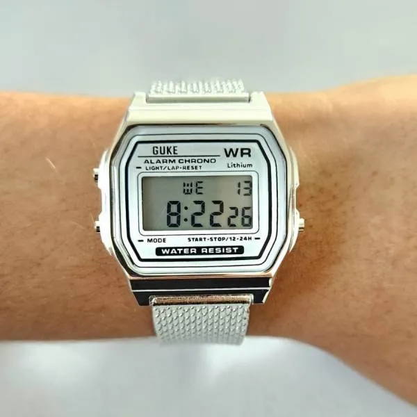 RELÓGIO PRATA ESTILO CASSIO PULSEIRA ANTIALÉRGICA