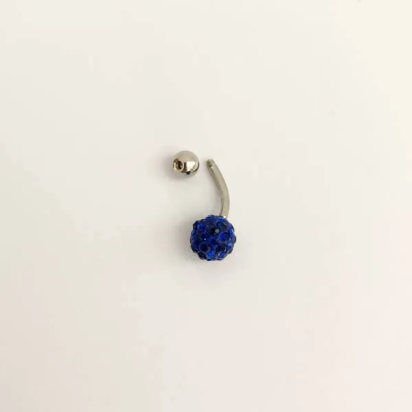 BRINCO PIERCING AÇO INOX UMBIGO ZIRCÔNIA SAFIRA