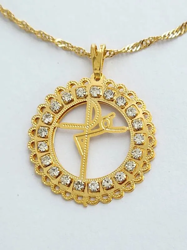 COLAR DOURADO FÉ CRAVEJADO EM MICROZIRCÔNIAS CRISTAL