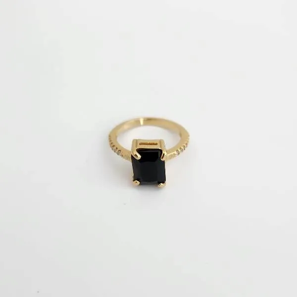ANEL DOURADO ZIRCÔNIA NEGRA
