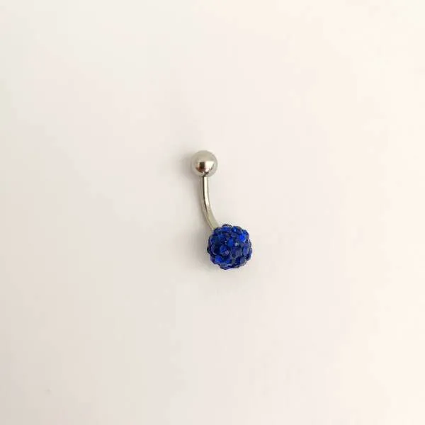BRINCO PIERCING AÇO INOX UMBIGO ZIRCÔNIA SAFIRA