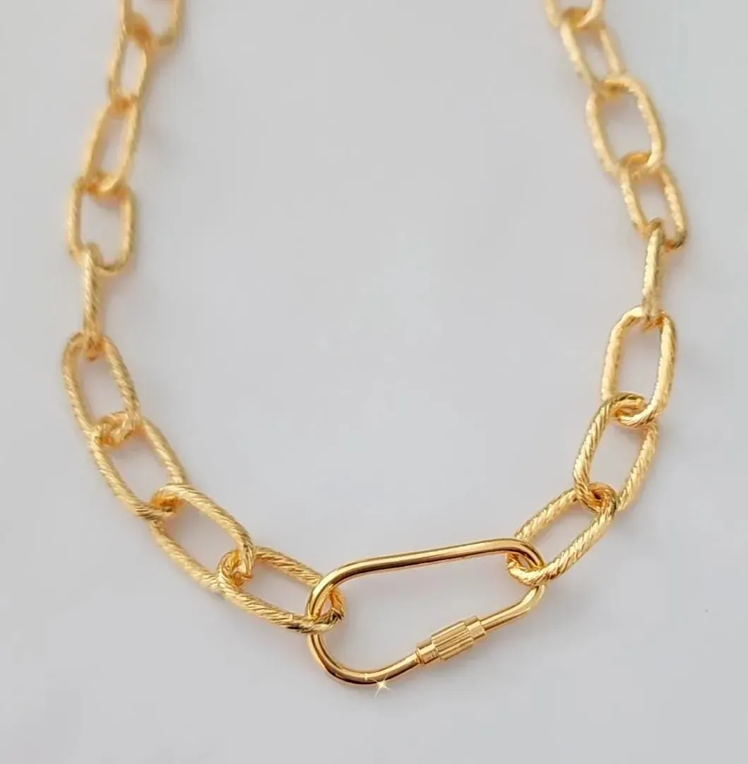 COLAR DOURADO FOSCO ELOS FECHO MOSQUETÃO LONGO