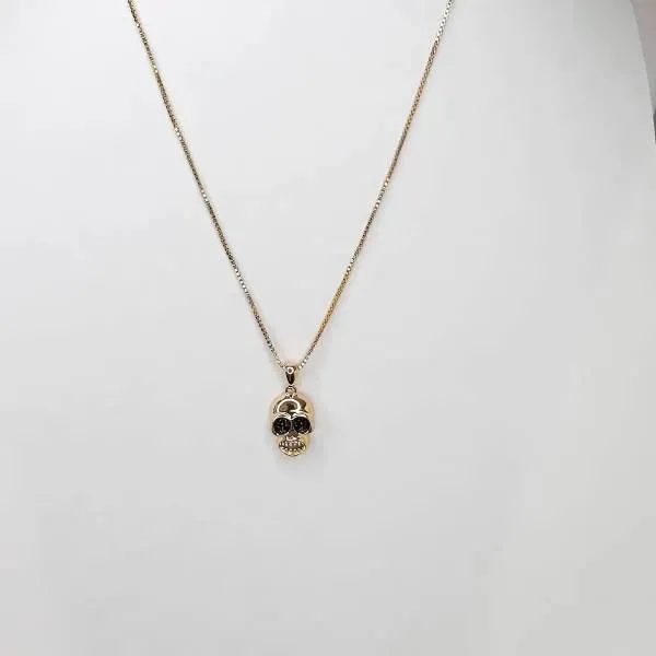 COLAR PINGENTE CAVEIRA ZIRCÔNIAS PRETAS - 370171