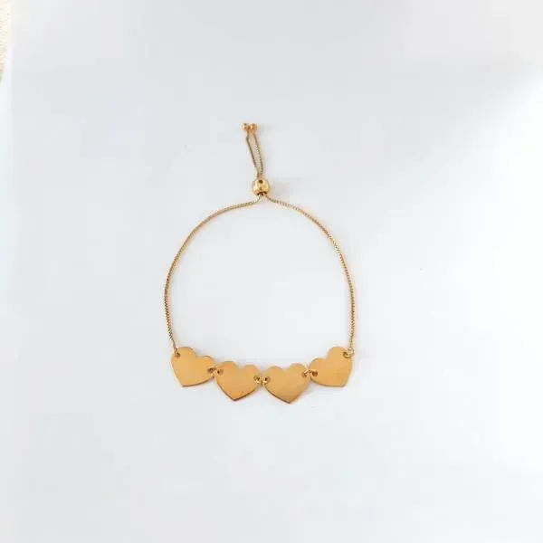 PULSEIRA DOURADA SHAMBALA CORAÇÕES