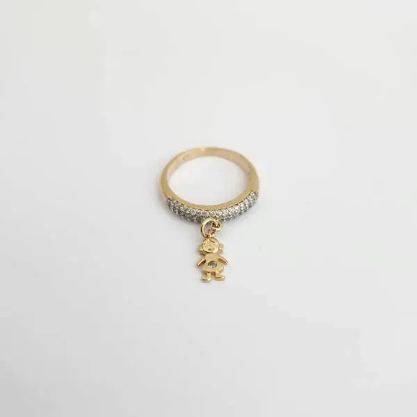 ANEL DOURADO MENINA CRAVEJADO EM MICROZIRCÔNIAS CRISTAL