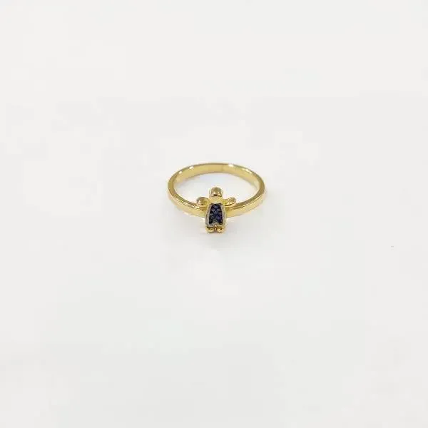 ANEL DOURADO MENINO CRAVEJADO MICROZIRCÔNIAS SAFIRA