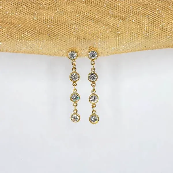 BRINCO DOURADO 4 PEDRAS ZIRCÔNIAS