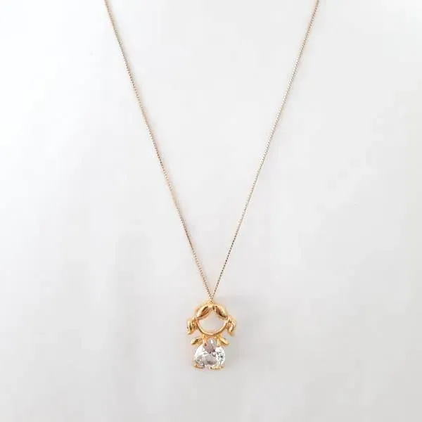 COLAR DOURADO MENINA ZIRCÔNIA CRISTAL CORAÇÃO