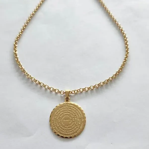 COLAR DOURADO PAI NOSSO CORRENTE ELO PORTUGUES