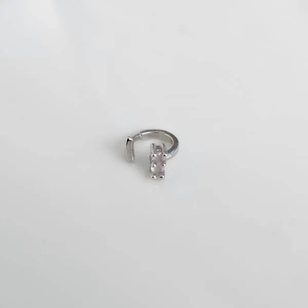 PIERCING FAKE RÓDIO BRANCO PEDRINHAS QUARTZO ROSA