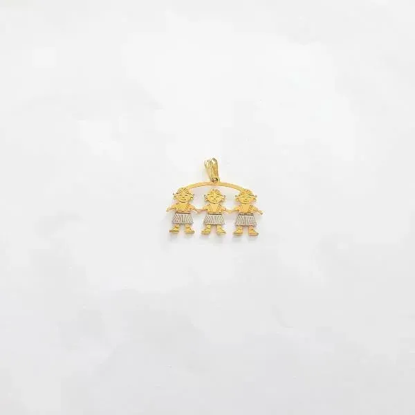 PINGENTE DOURADO TRÊS MENINAS