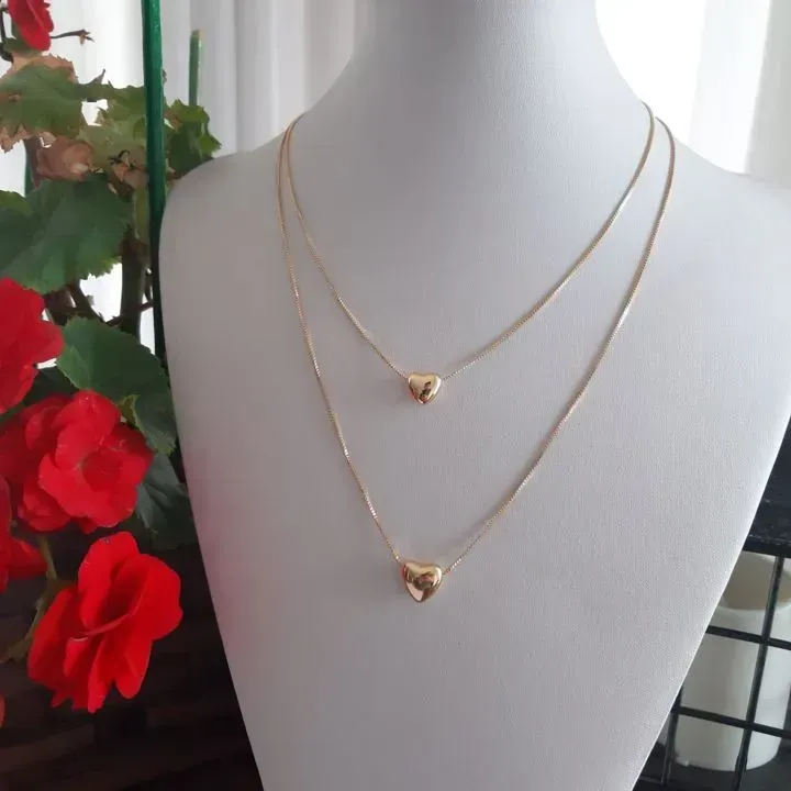 COLAR DOURADO DUPLO CORAÇÃO