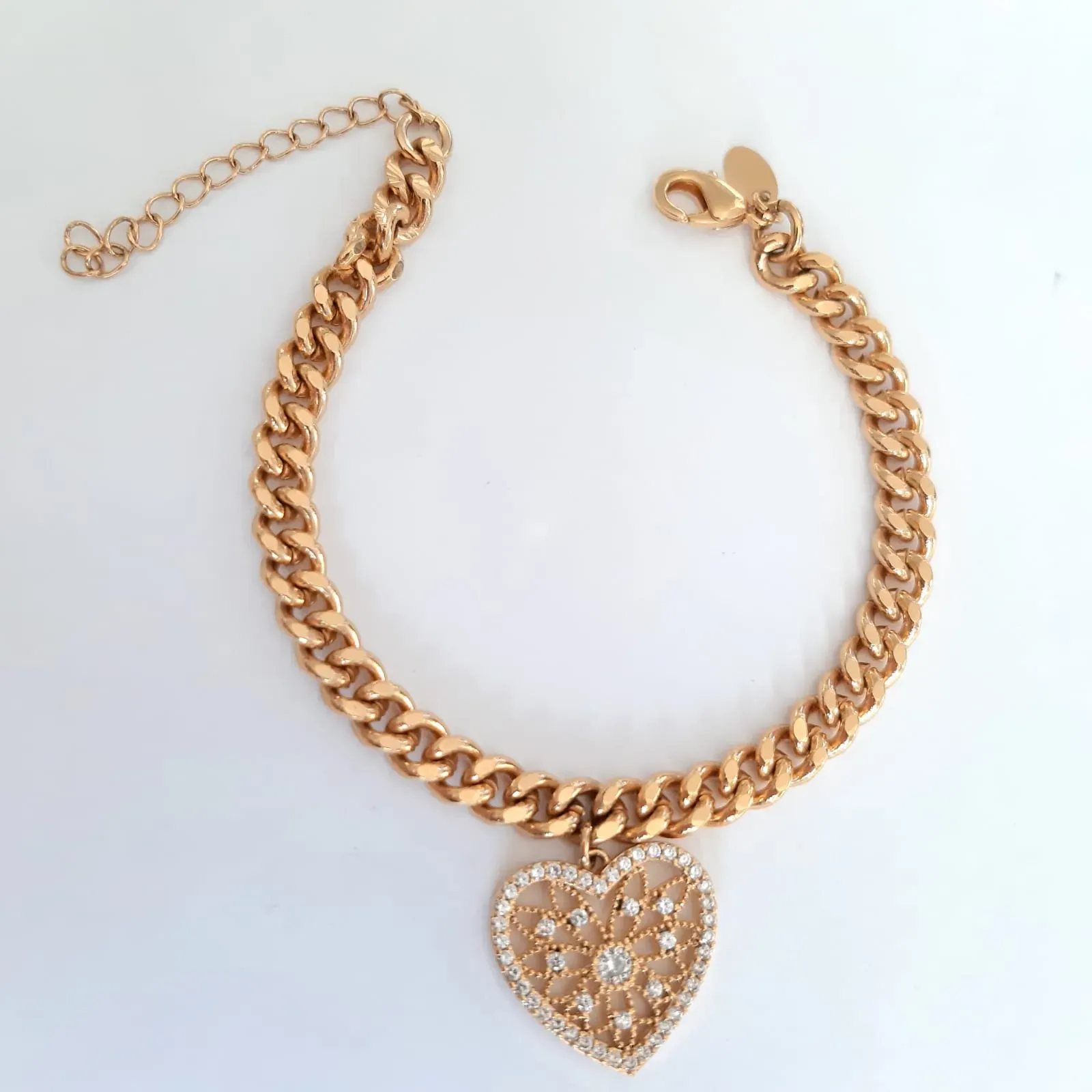 PULSEIRA DOURADA CORAÇÃO CRAVEJADO EM MICROZIRCÔNIAS CRISTAL