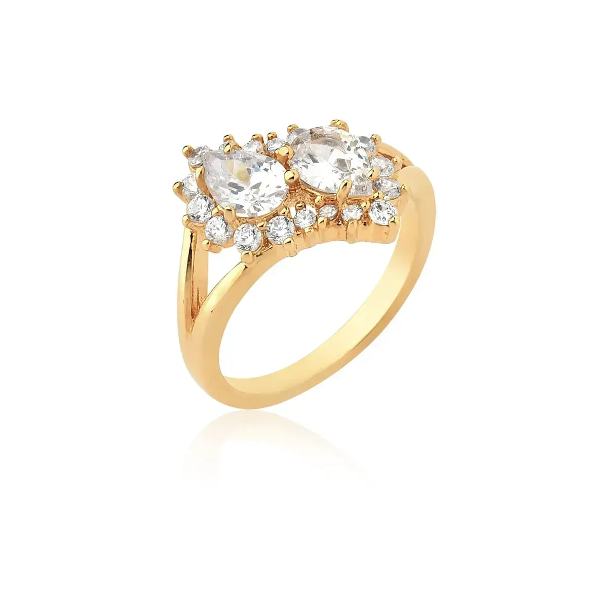 ANEL DOURADO GOTAS ZIRCÔNIAS CRISTAL