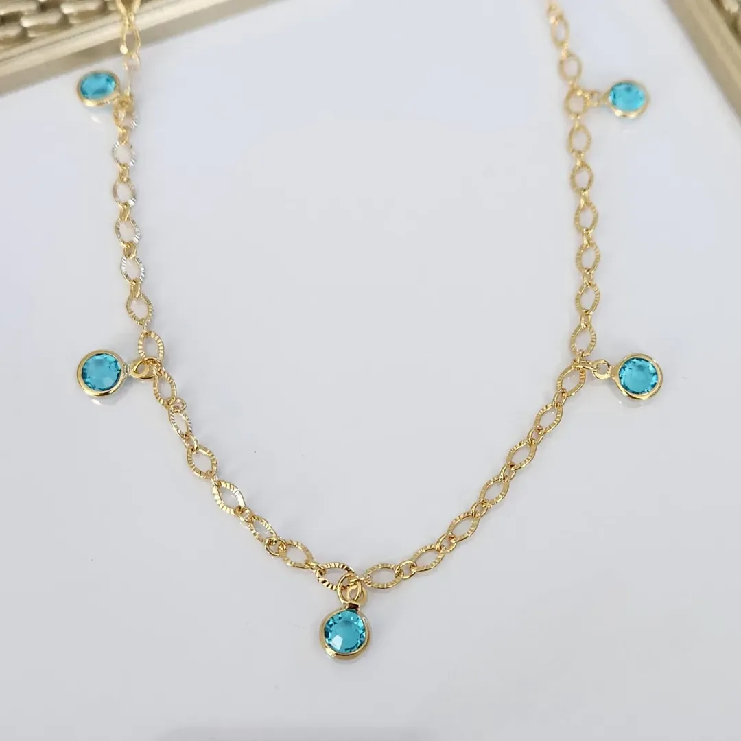 COLAR CHOCKER PONTOS DE LUZ AZUL
