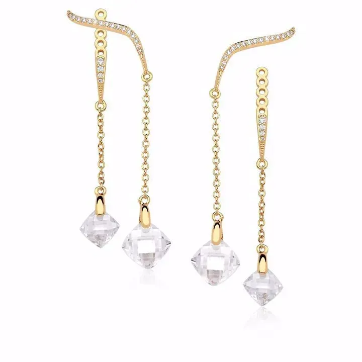 EAR JACKET DOURADO ZIRCÔNIAS CRISTAL