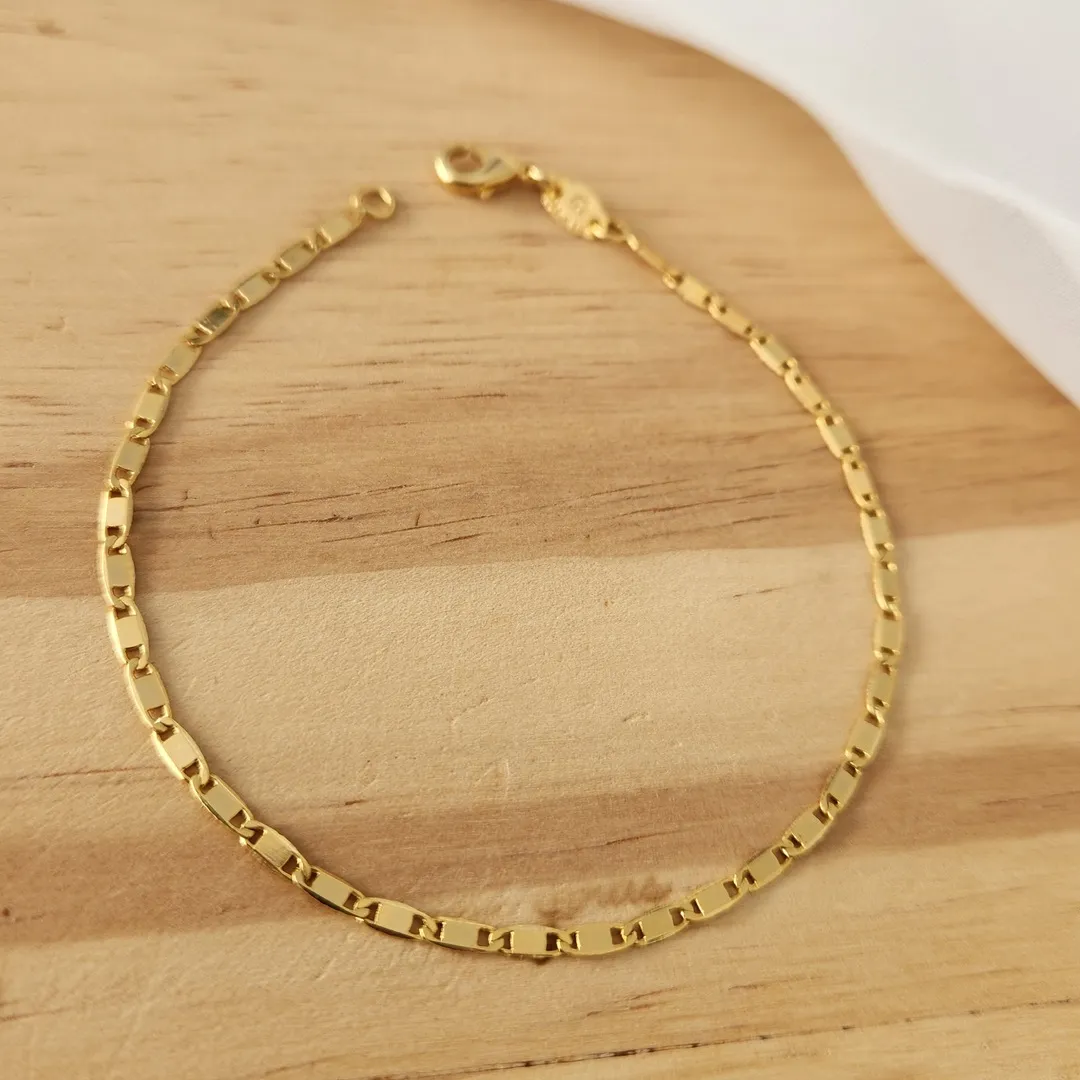 PULSEIRA DOURADA MASCULINA GROUMET FINA