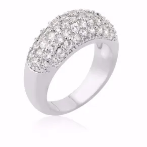 ANEL COM CRAVAÇÃO SUPERIOR ZIRCÔNIA CRISTAL RÓDIO BRANCO