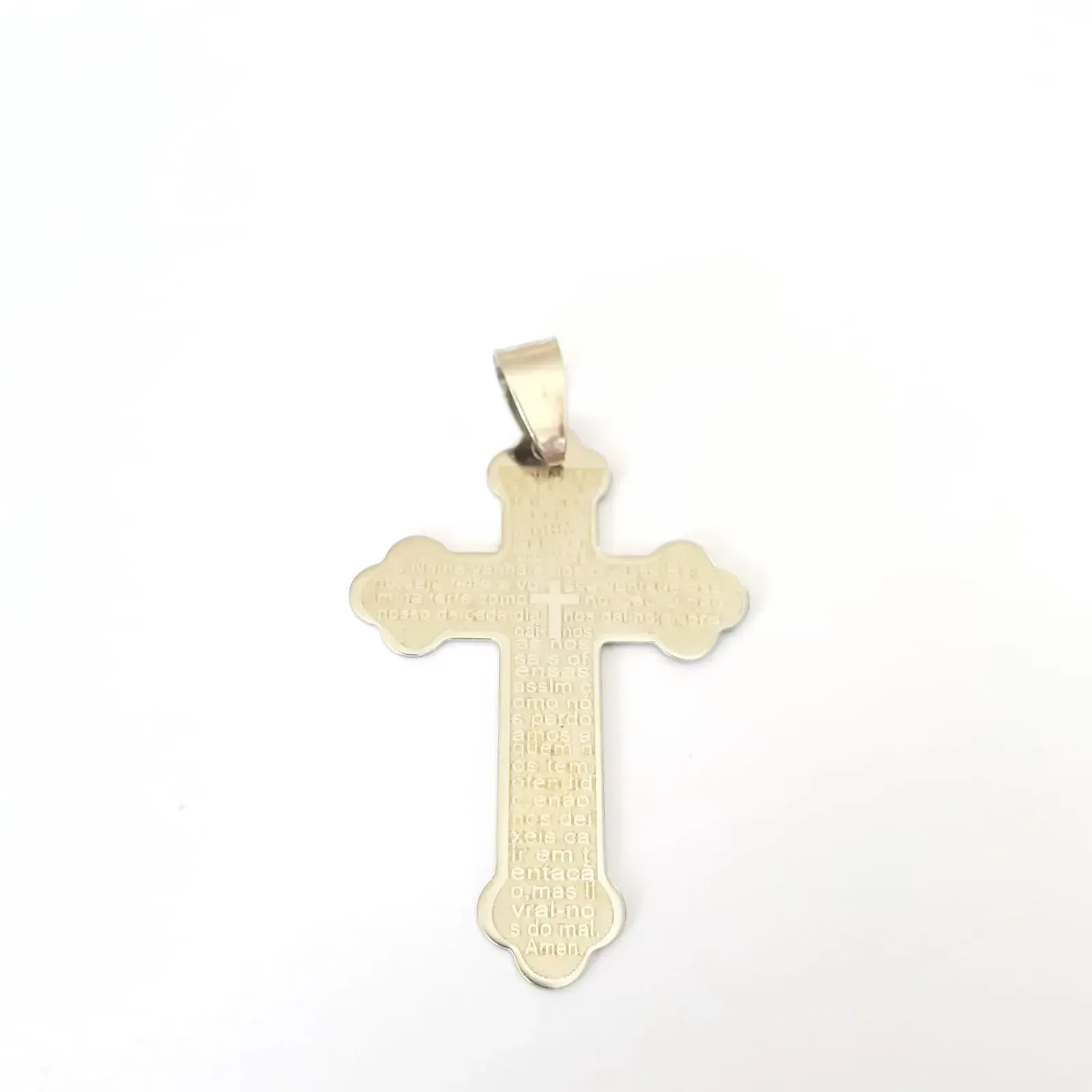 PINGENTE AÇO CRUZ PAIS NOSSO 3,5CM