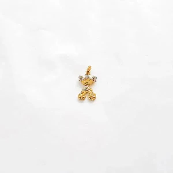 PINGENTE  MENINA BICICLETA BANHO EM TONS AMARELO E BRANCO