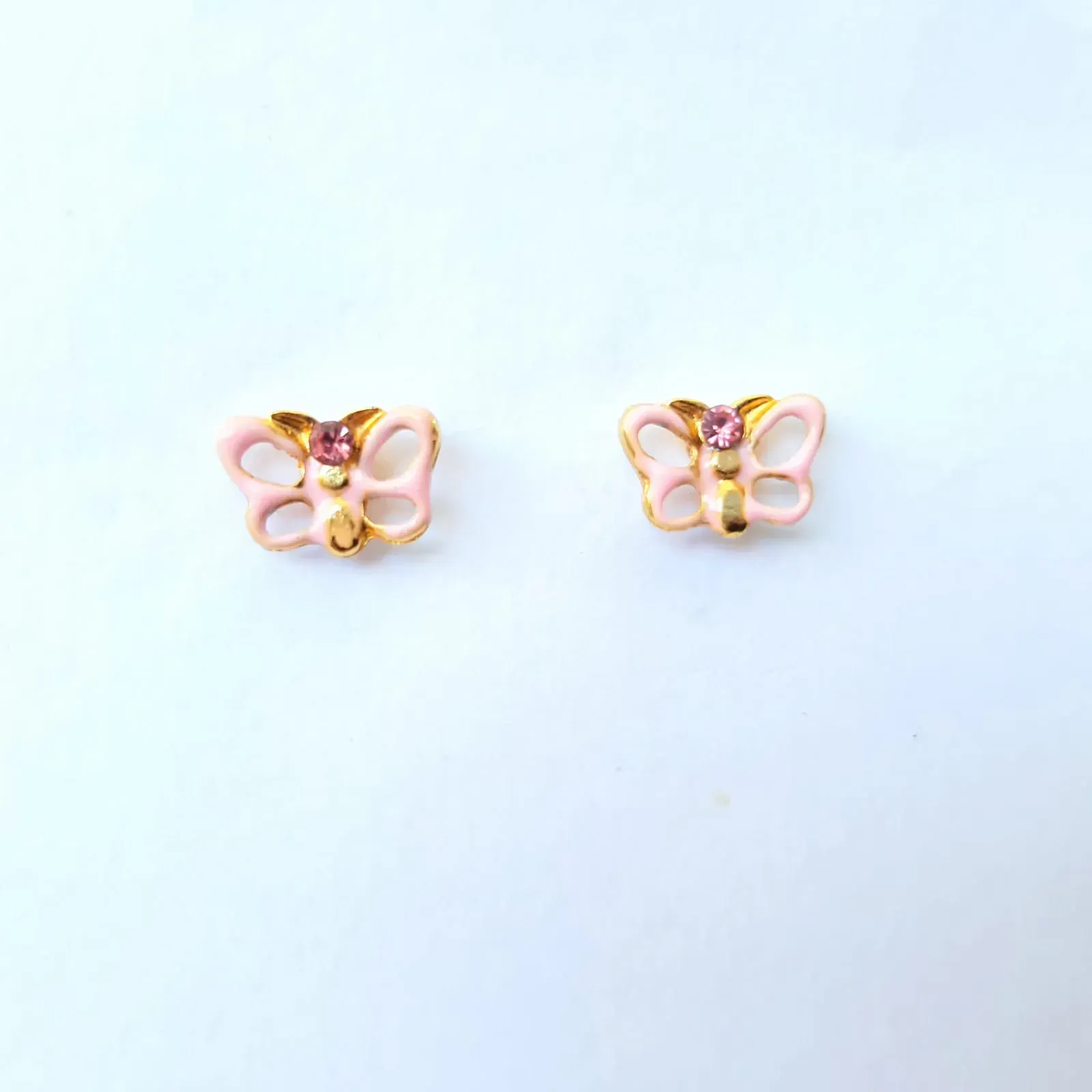 BRINCO INFANTIL DOURADO BORBOLETA ROSA