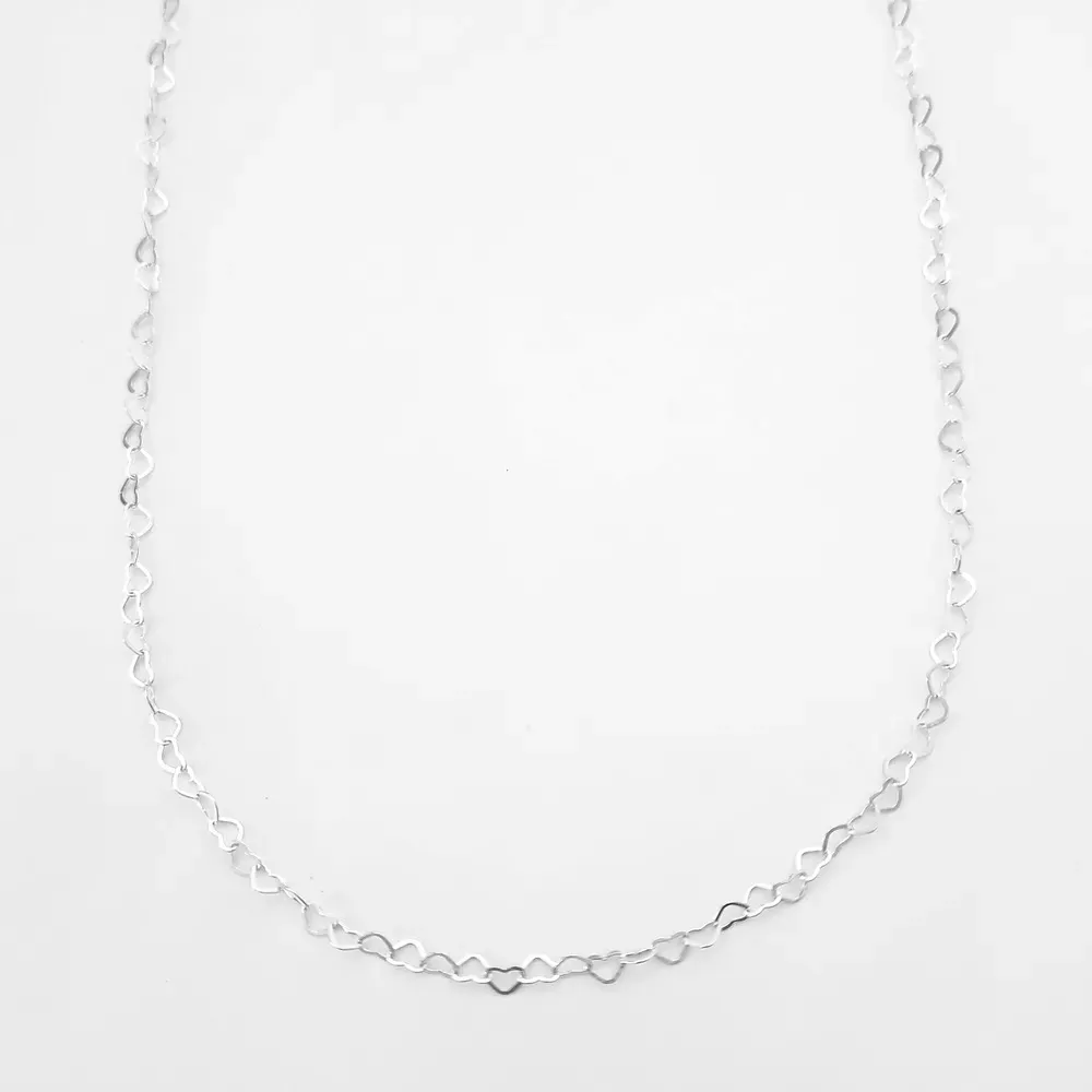 COLAR ELOS DE CORAÇÕES PRATA 925 - 44CM