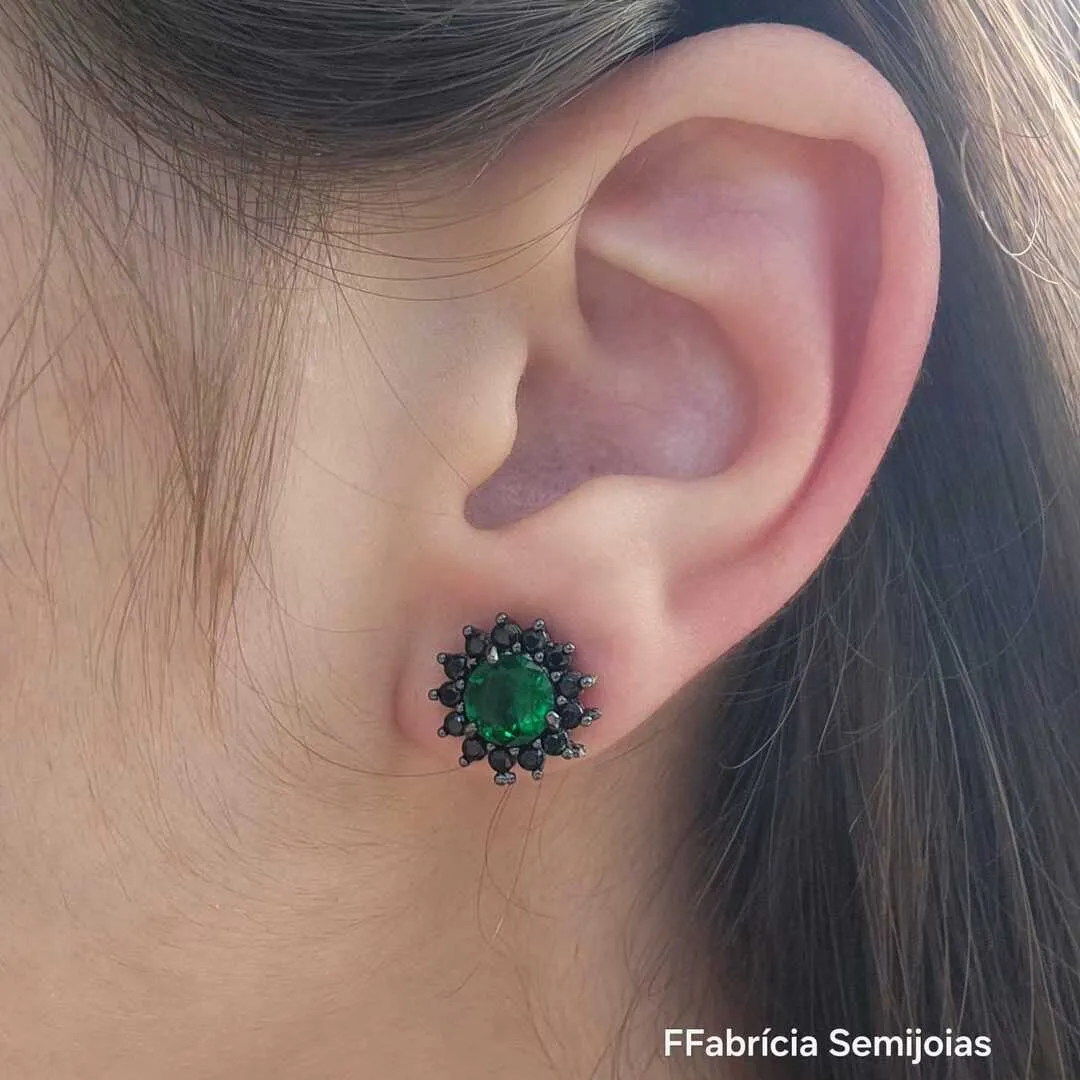 EAR PIERCING RÓDIO NEGRO ESMERALDA
