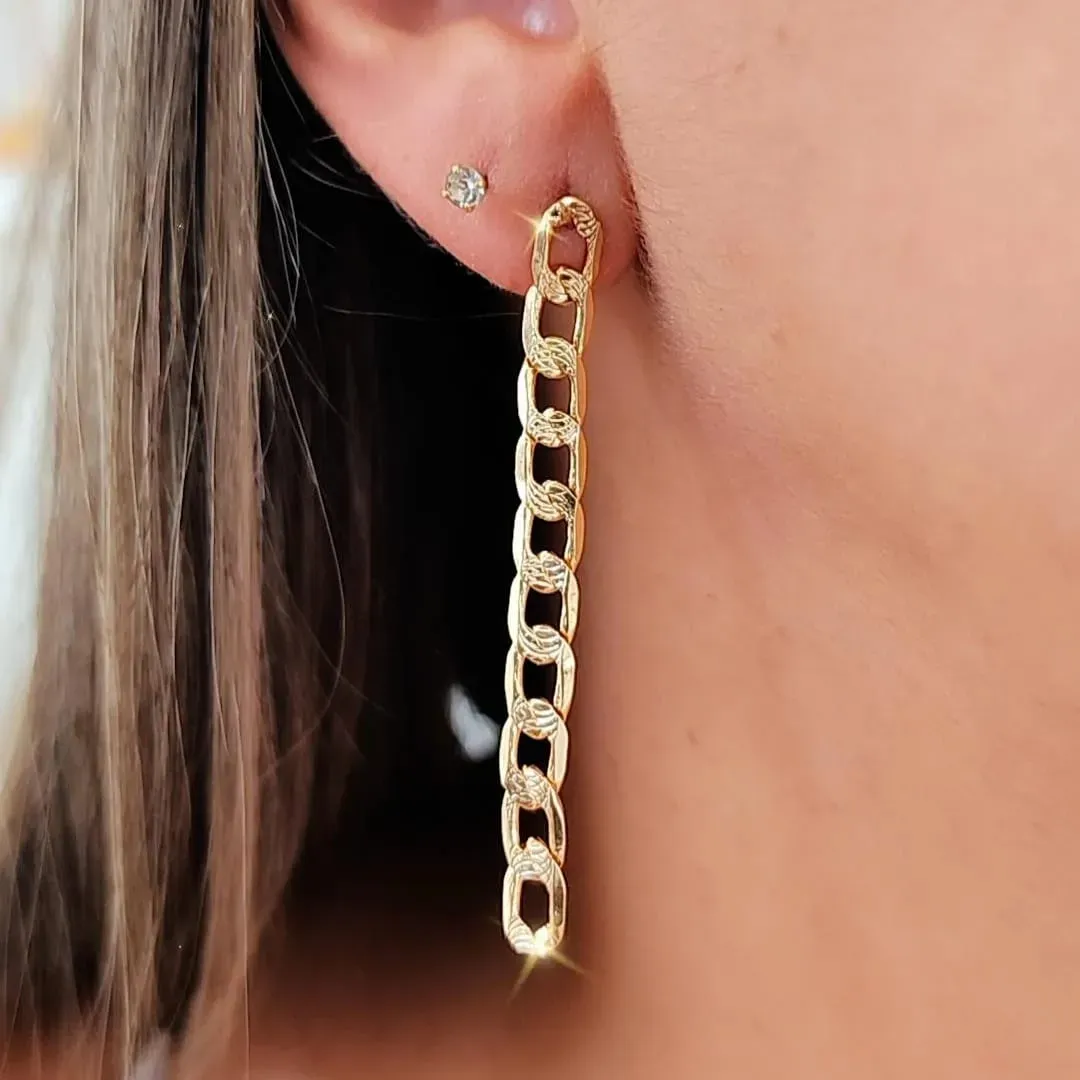 BRINCO DOURADO CORRENTE LONGA DOIS EM UM