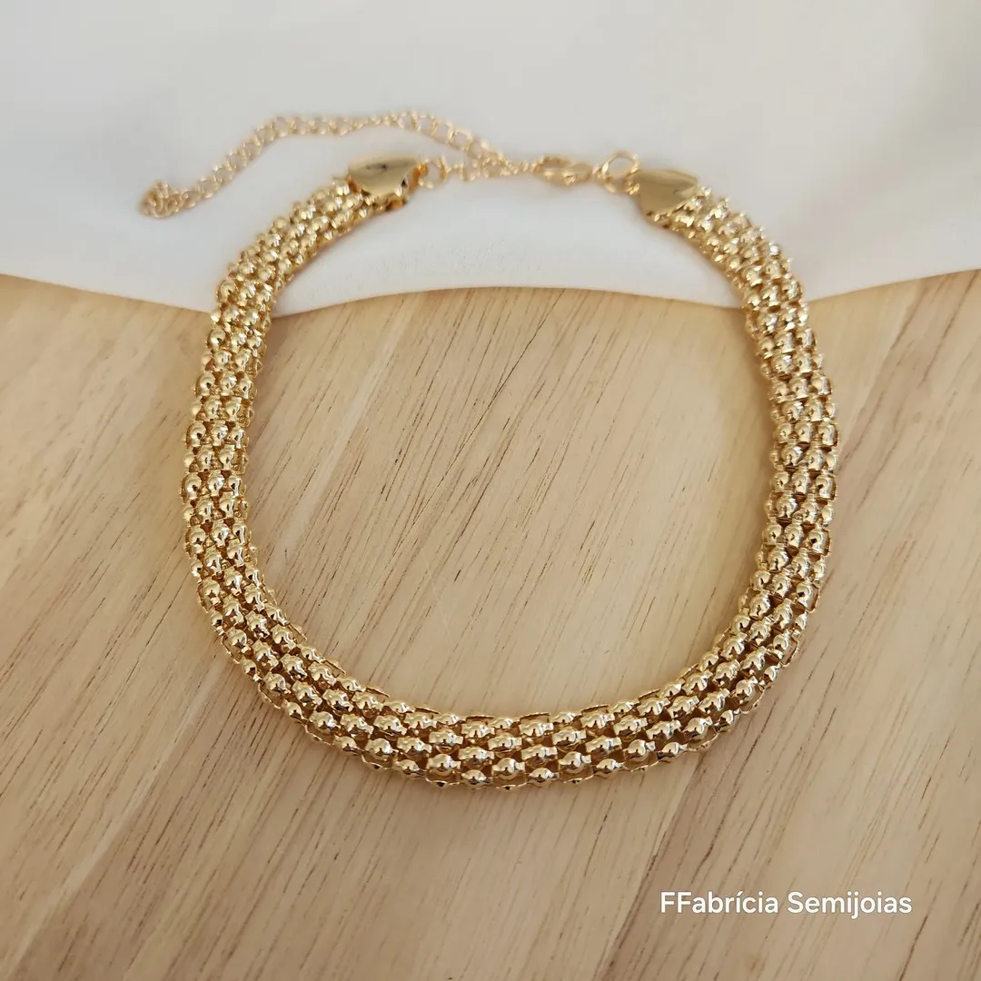 COLAR GARGANTILHA CHOKER MALHA LARGA 35 CM