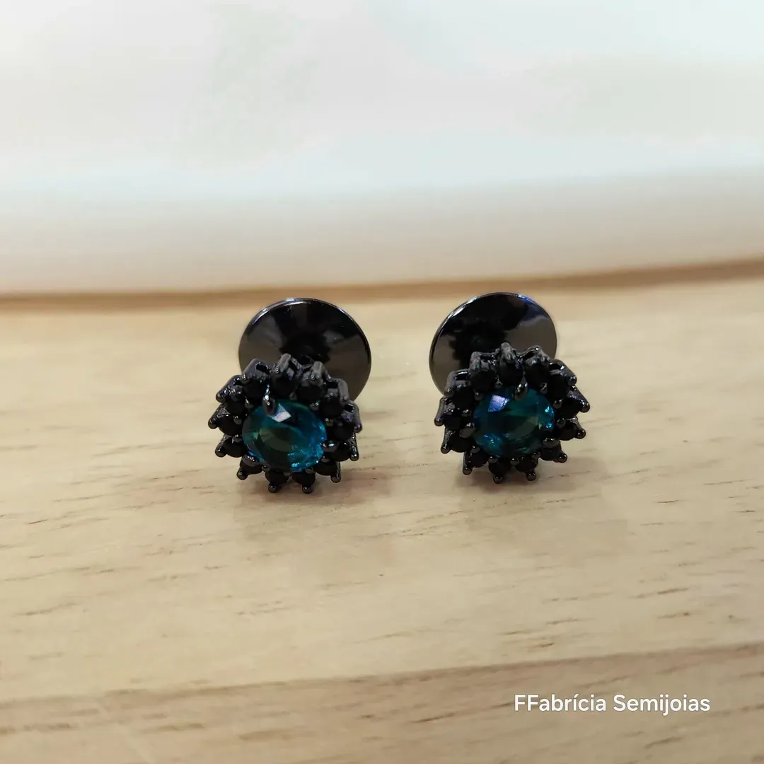 BRINCO RÓDIO NEGRO ZIRCÔNIA TURMALINA