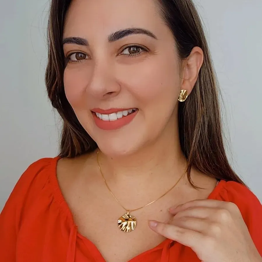 CONJUNTO COLAR COM PINGENTE E BRINCOS ORGÂNICO