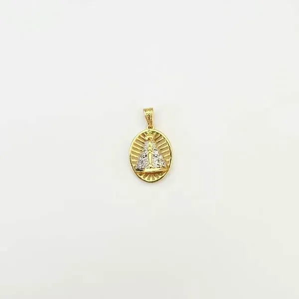 PINGENTE NOSSA SENHORA APARECIDA BANHO TONS AMARELO E BRANCO
