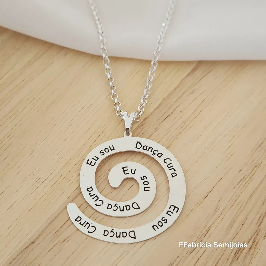 COLAR DOURADO CORRENTE ELO PORTUGUÊS 45+5CM MANDALA ESPIRAL 