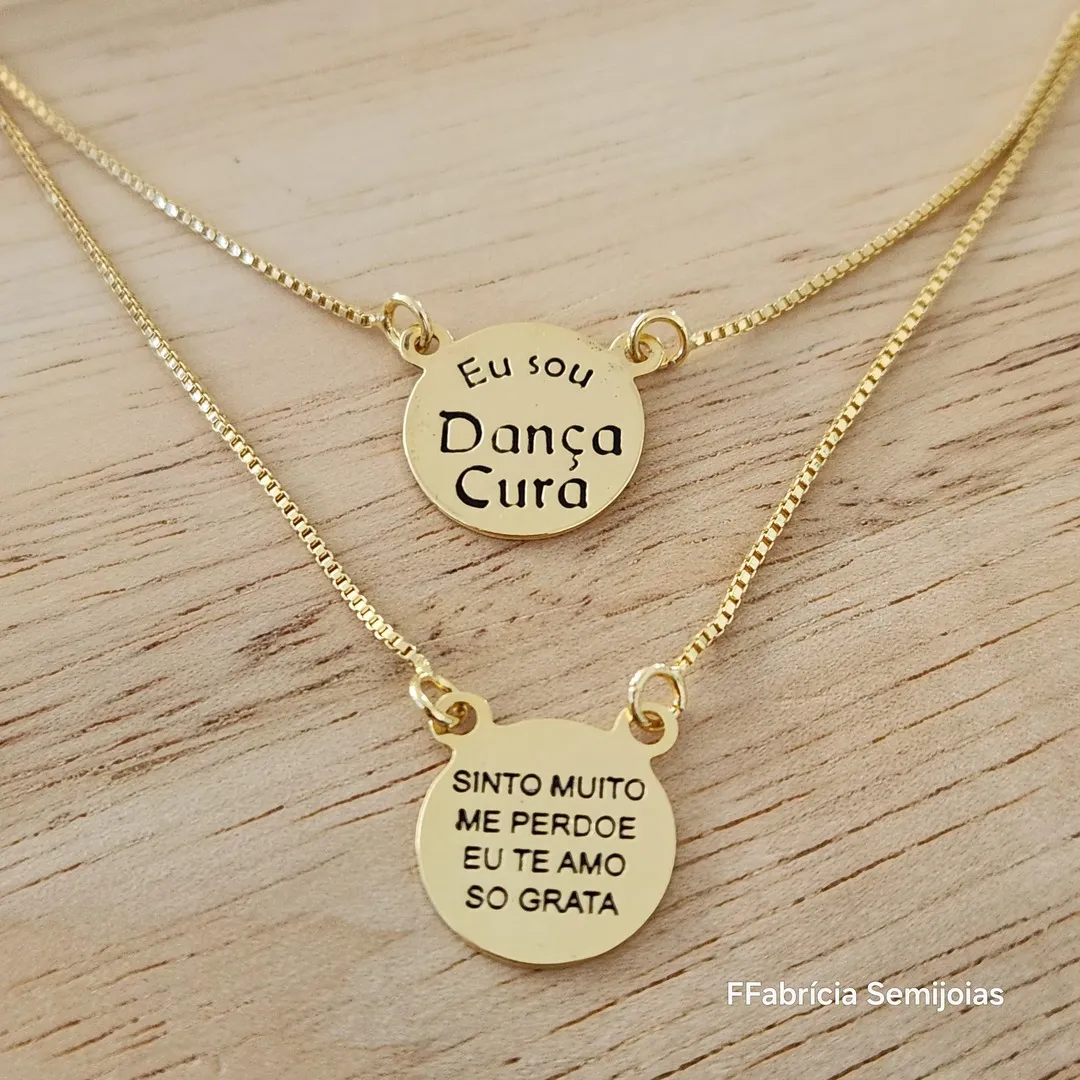 COLAR ESCAPULÁRIO VENEZIANA EU SOU DANÇA CURA E SINTO MUITO, ME PERDOE, TE AMO, SOU GRATA - HO'HOPONOPONO