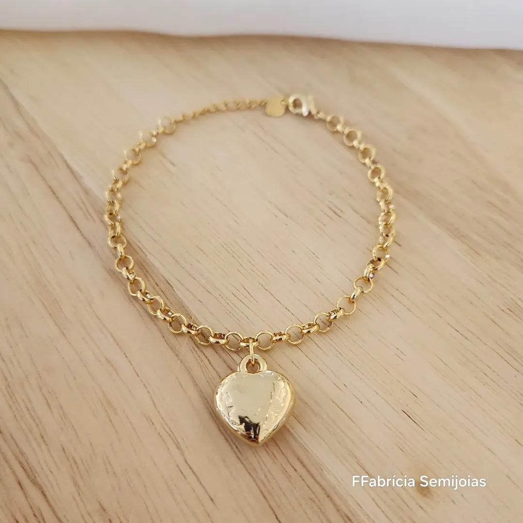PULSEIRA ELO PORTUGUÊS P CM PINGENTE CORAÇÃO