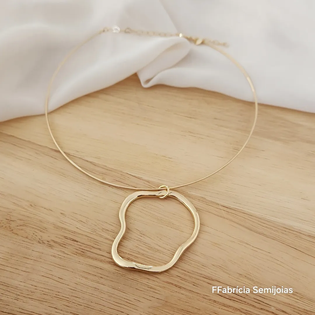 COLAR GARGANTILHA ARO ORGANIC SYMMETRICAL CIRCULAR COM EXTENSOR