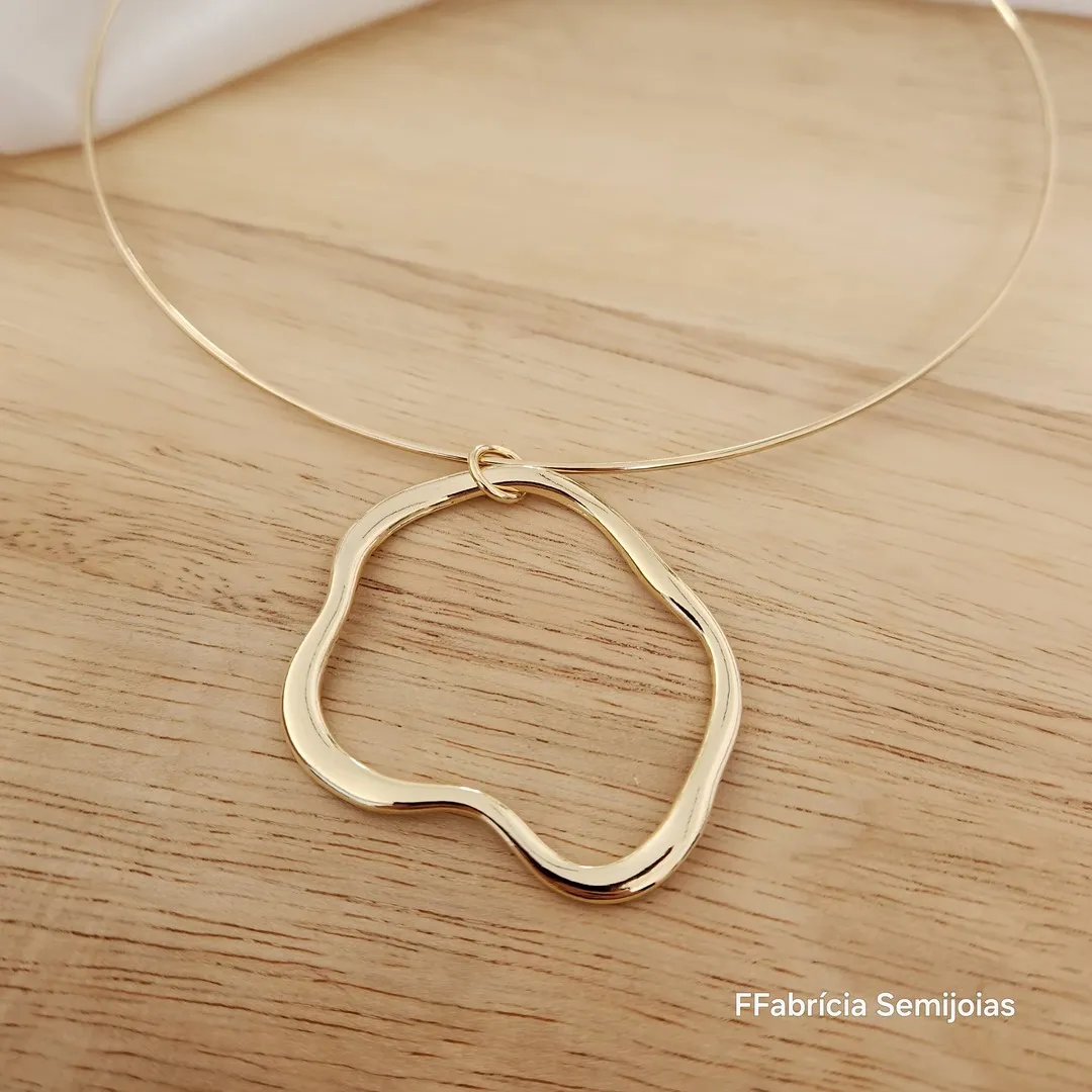 COLAR GARGANTILHA ARO ORGANIC SYMMETRICAL CIRCULAR COM EXTENSOR
