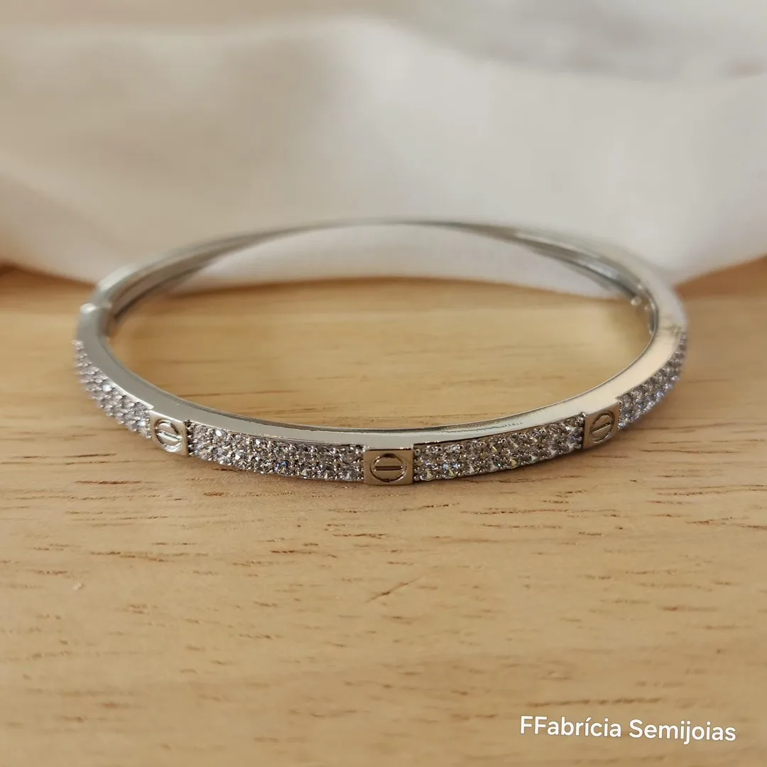 BRACELETE RÓDIO BRANCO CRAVEJADO MICROZIRCÔNIAS
