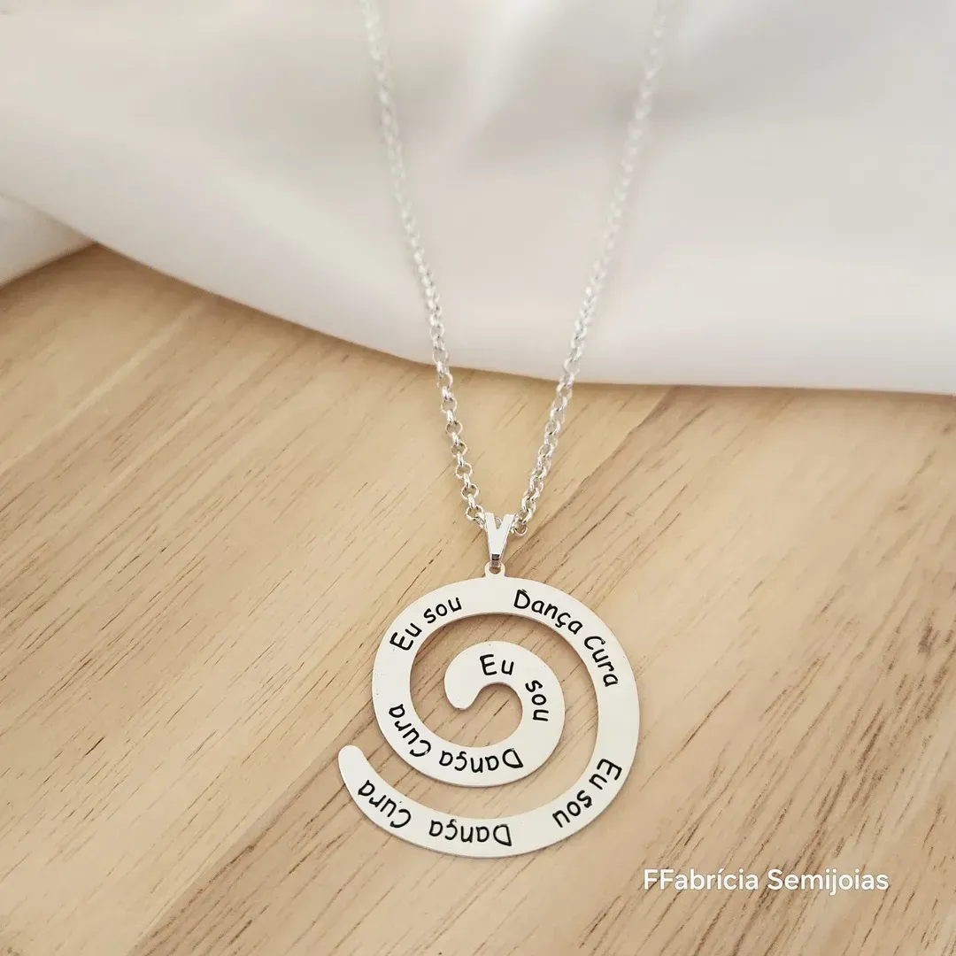 COLAR DOURADO CORRENTE ELO PORTUGUÊS 45+5CM MANDALA ESPIRAL 