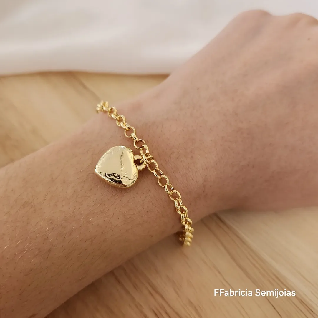 PULSEIRA ELO PORTUGUÊS P CM PINGENTE CORAÇÃO