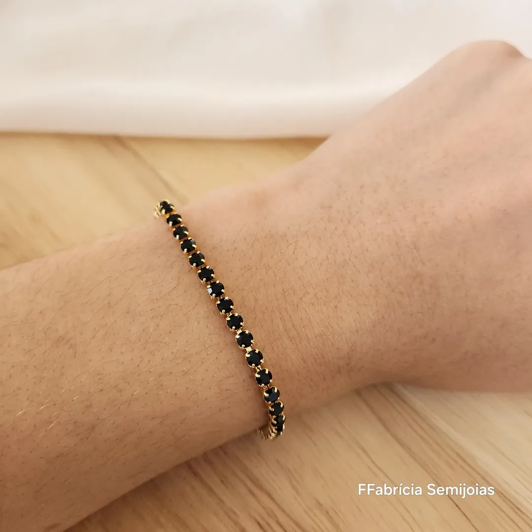 PULSEIRA RIVIERA ZIRCÔNIAS PRETAS