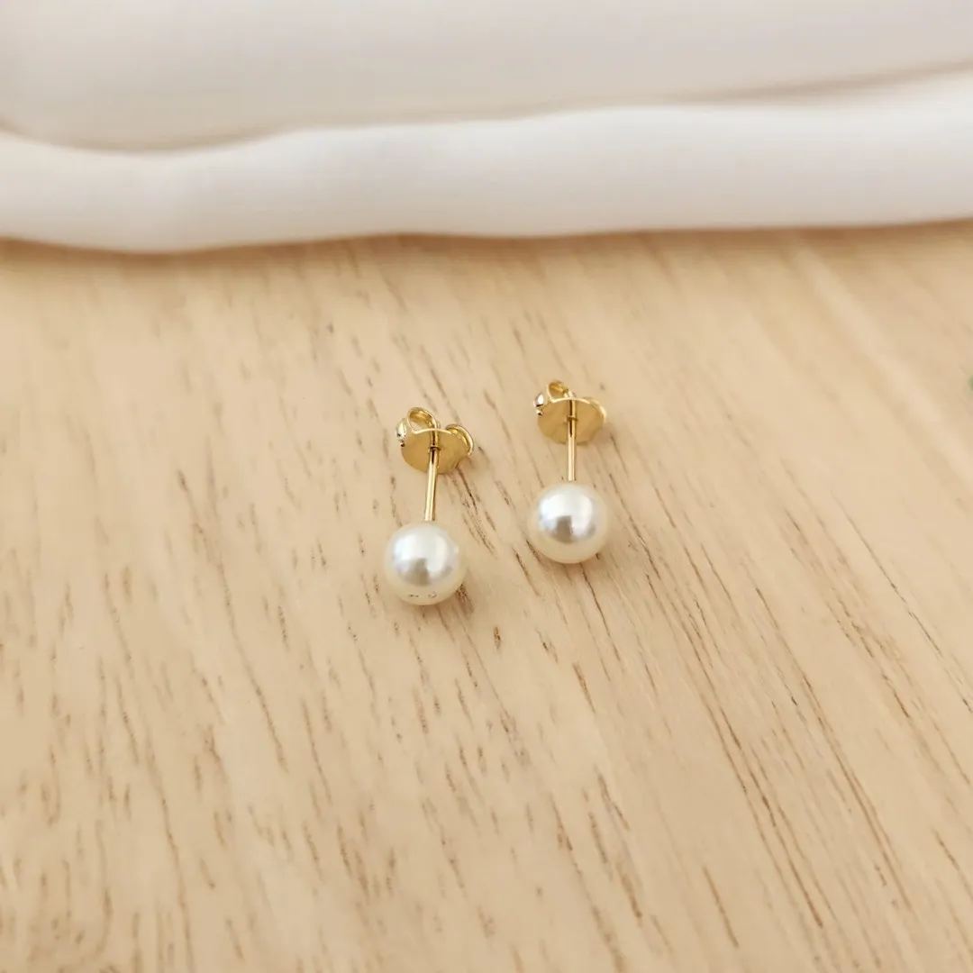 BRINCO DOURADO PÉROLA 6MM