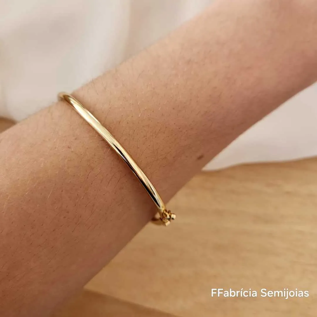 BRACELETE REDONDO LISO FINO FECHO TRAVA