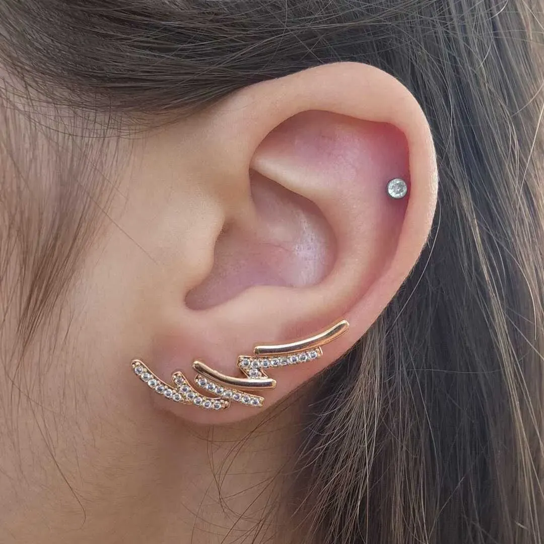 BRINCO EAR CUFF  FIOS CRAVEJADO EM MICROZIRCÔNIAS CRISTAL