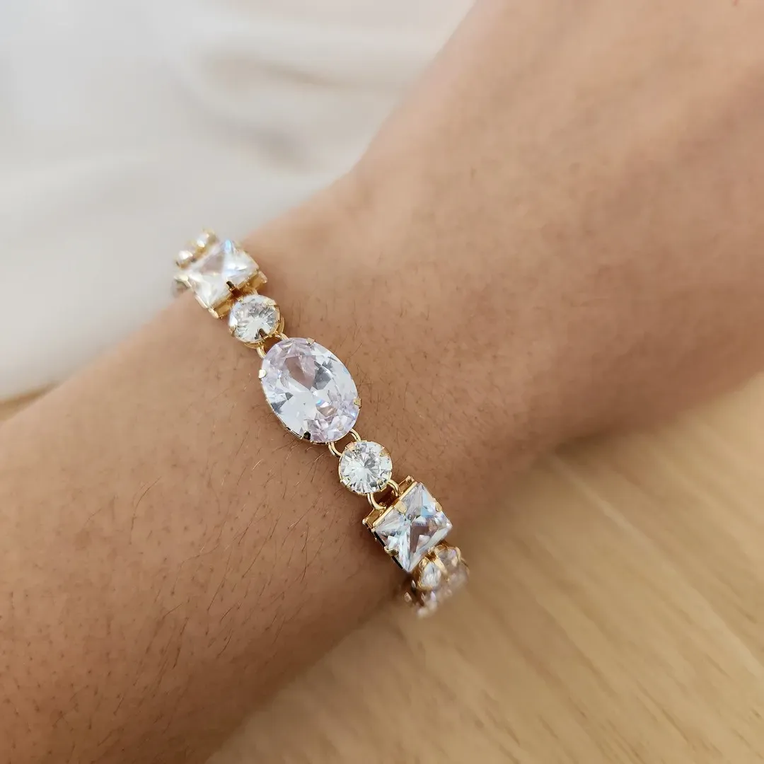 PULSEIRA LUXO PEDRAS FORMAS CRISTAL